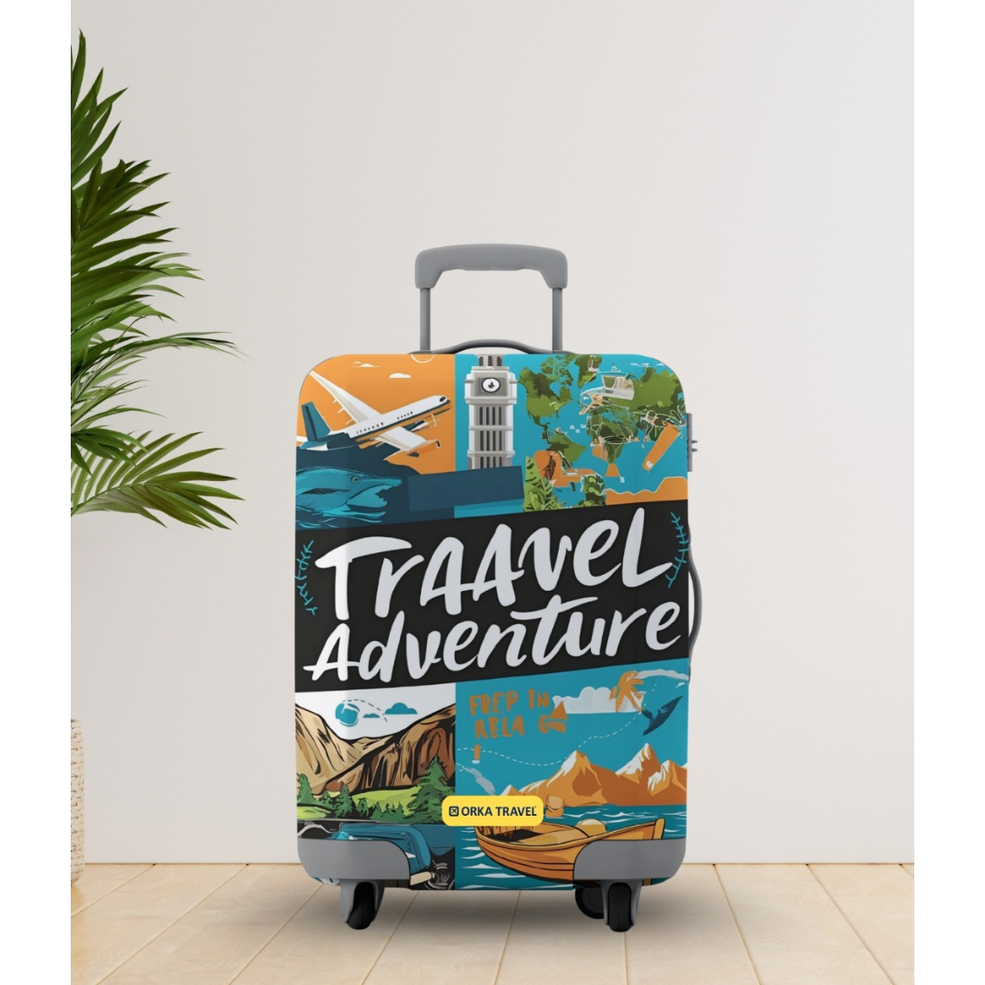 Orka Travel Digital Printed Spandex Fabric Luggage Sleeve Cover (D8)